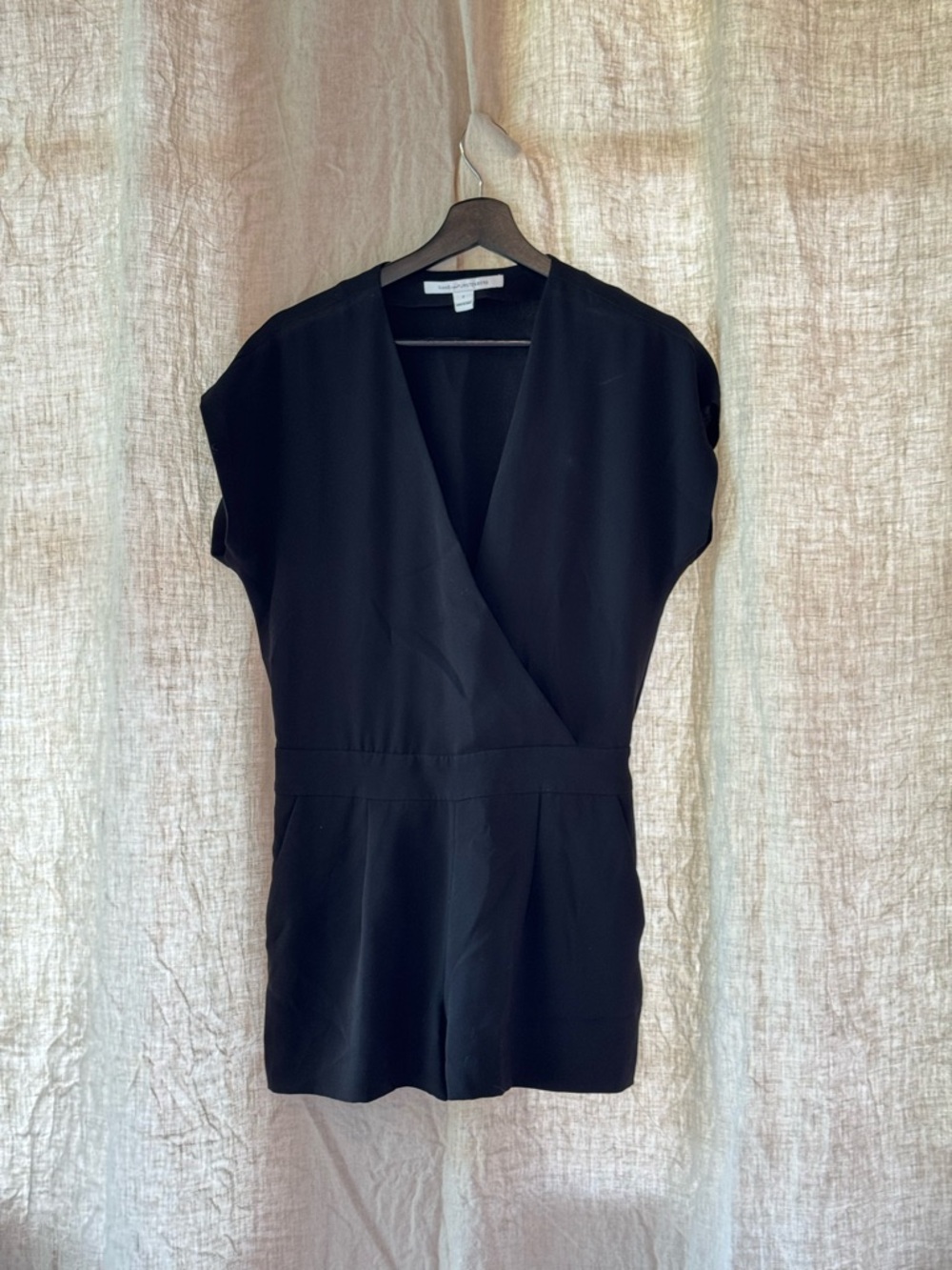 Diane Von Furstenberg Black V-Neck Short Romper
